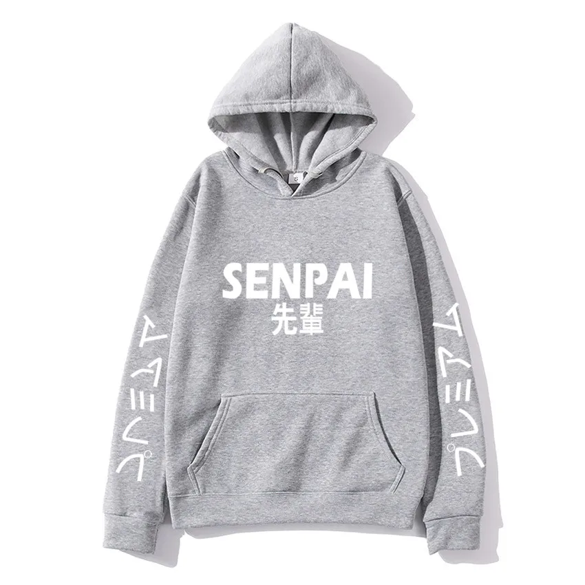 Худи флисовое унисекс с принтом SENPAI модная Толстовка в японском стиле уличная