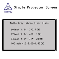 thinyou matte gray fabric fiber glass 60inch 72inch 84inch 100 inch 43 portable projector screen for wall mounted home theater