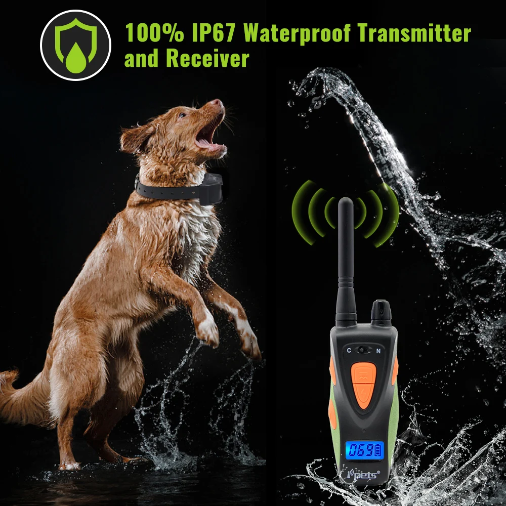 Перезаряжаемый водонепроницаемый ошейник для дрессировки собак Ipets 617 1 800 м лв с