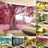 2021 new landscape pink forest tapestry wall decoration hanging cloth for home luxury designer modern room decor window curtains