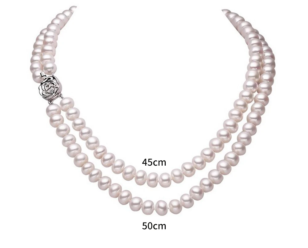 Женское Ожерелье из натурального пресноводного жемчуга 2 ряда|necklaces for women|necklace