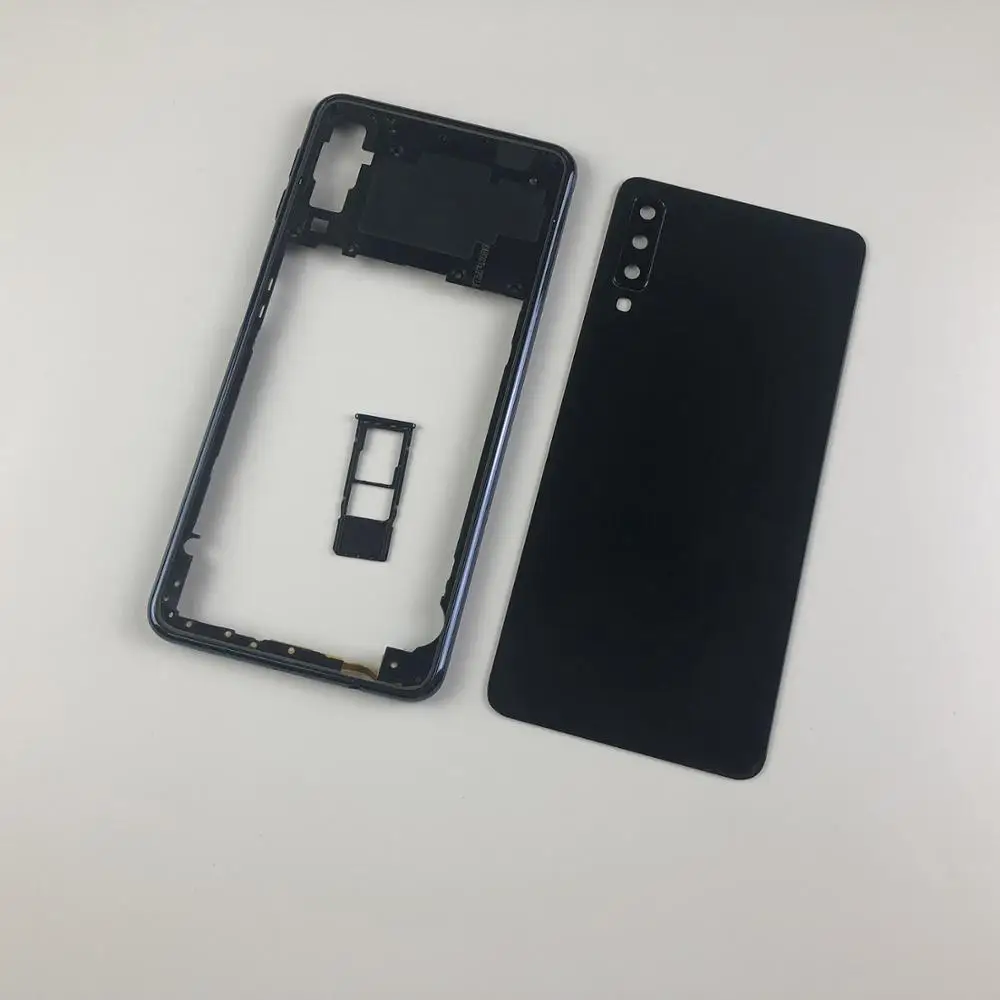 Для samsung Galaxy A7 SM-A750F A750F A750 корпус средняя рамка Крышка+ задняя крышка батареи стеклянная крышка+ держатель лотка для sim-карты