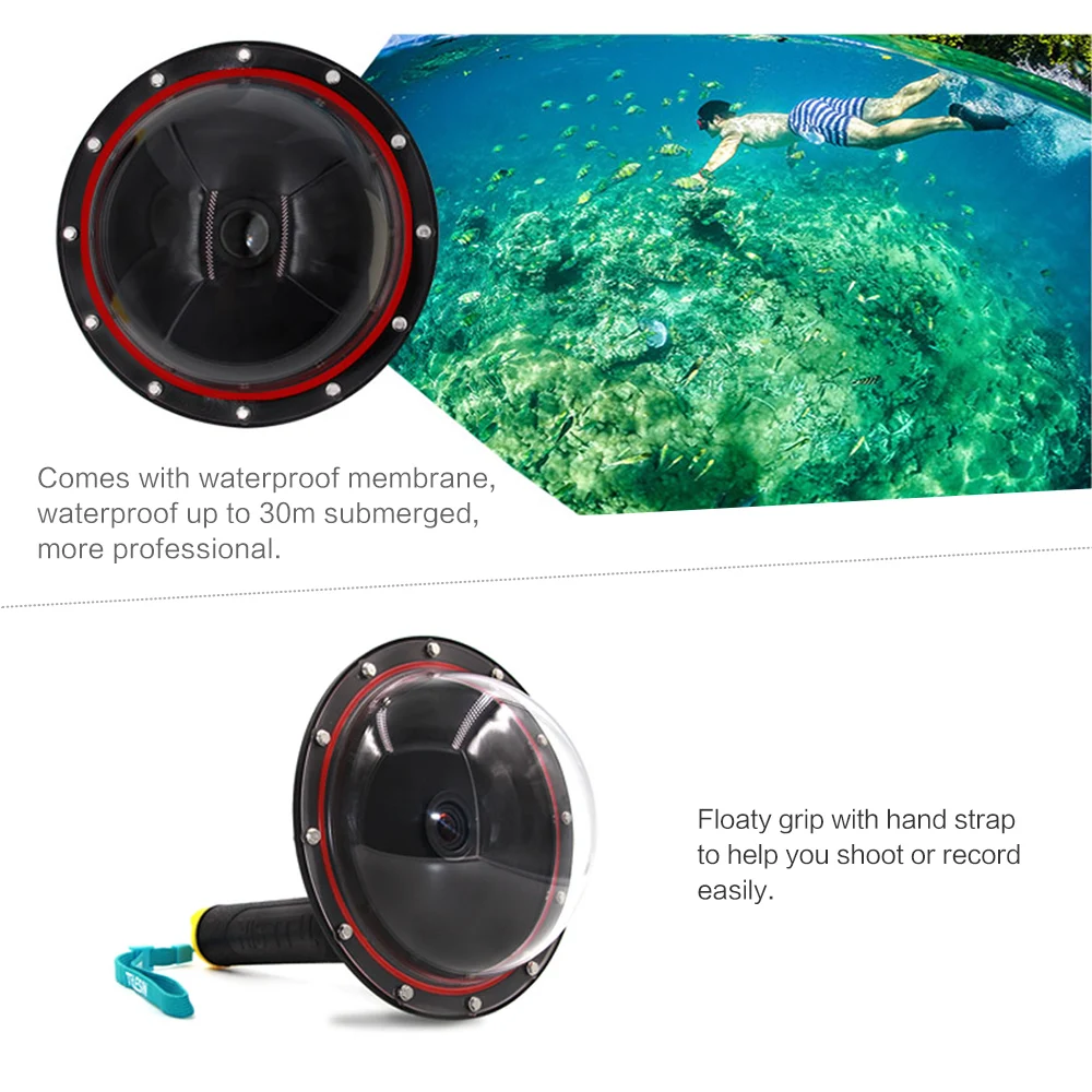 TELESIN Upgrade Advanced алюминиевый сплав купол порт аксессуар для Gopro Hero Дайвинг камера S порт s экшн подводная фотография