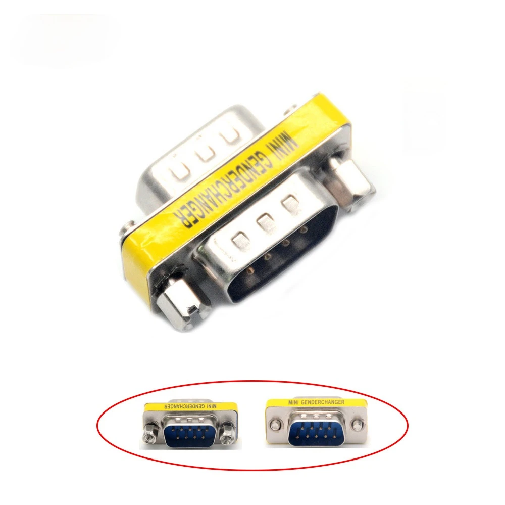

DB9 9Pin Male To Male Mini Gender Changer Adapter RS232 Serial Plug Com Connector DB9 M-M Hot D-Sub Socket Converter
