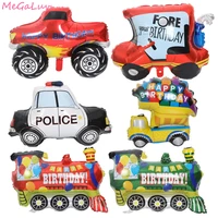 truck car train foil balloons children gifts birthday party decorations kids air balls boy baby shower favor toy globos