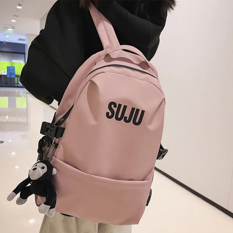 

EST New Women Waterproof Nylon Large Solid Color School Backpack Kawaii Book Bag Girls Travel Unisex Mochila Mujer Bolsa Casual