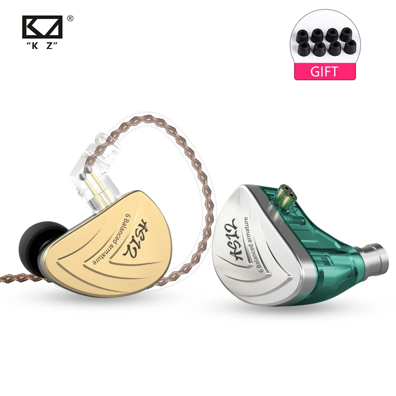 KZ AS12 12BA сбалансированные арматурные наушники-вкладыши HIFI спортивные наушники для бега наушники-вкладыши KZ ZS10 ZSN PRO ZS6 ZST ZS5