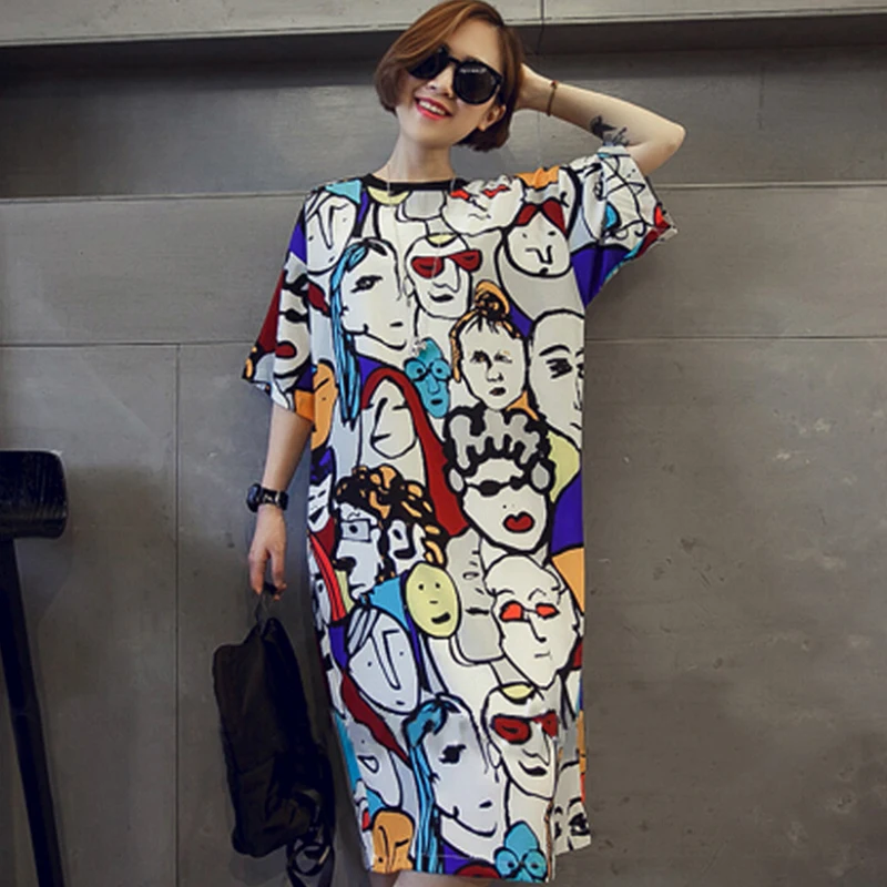 

Homewear Womens Summer Short Sleeve Sleep Dress Cartoon Pattern Printed Sleepshirt Female Short Sleeve O-neck Collar Sleepwear