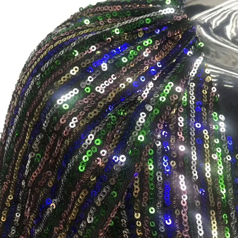 

Sexy Sequin V Neck Midi Stripe Long Sleeve Package Hip Dresses Elegant Night Club Beach Party Dress S