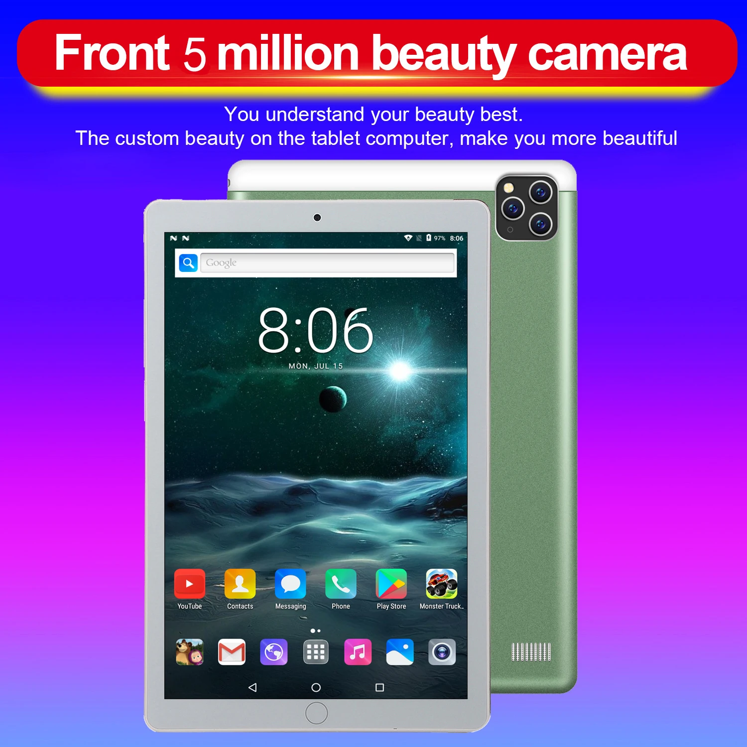 BDF A10 Newest 10.1 Inch Tablets Android 9.0 Octa Core 5MP Rear Camera Dual 4G Phone Call Type-C GPS Bluetooth Wifi Tablet Pc