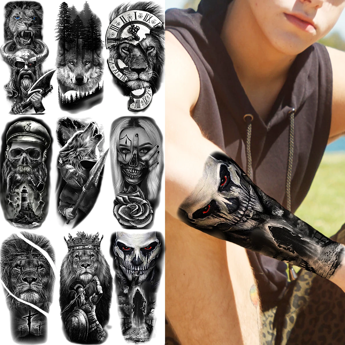 Временные татуировки для женщин и мужчин 3D Джокер на Хэллоуин Реалистичная