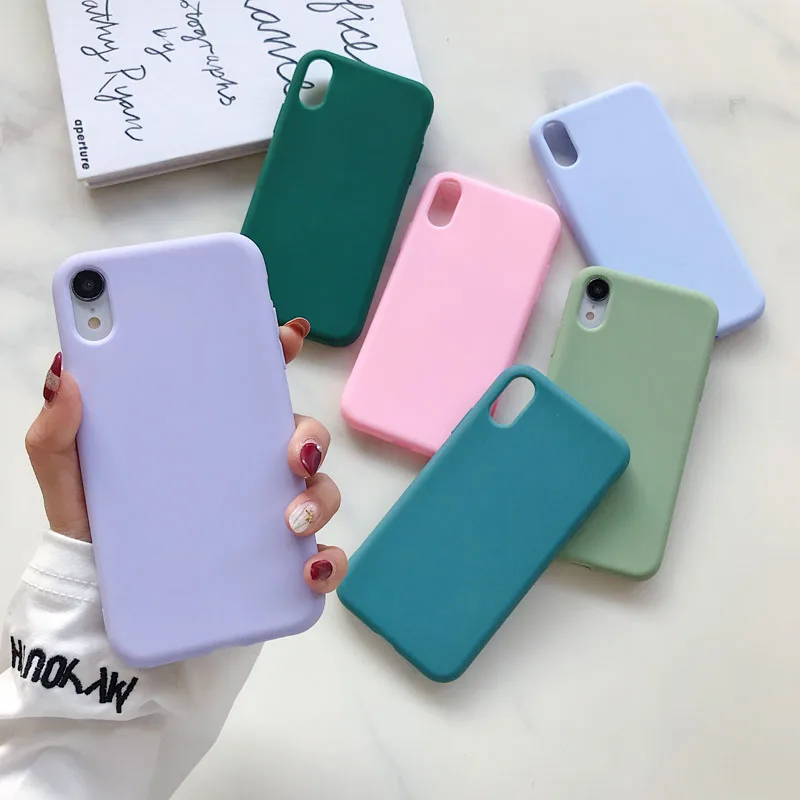 

Candy Color Silicone Phone Case For iphone 12 11 Pro Max Mini X XS XR 7 8 6 S 6S Plus 5 5s SE 2020 Matte Soft Tpu Back Cover
