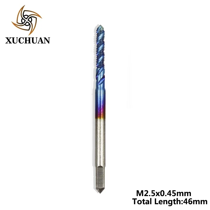 M2.5x0.45 1 шт. HSS 6542 винтовой кран сверло M2-M6 нано синий покрытием спиральный резьбовой кран Метрическая машина Резьба Кран дрель - Цвет: M2.5x0.45