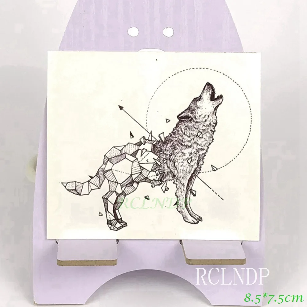 Водонепроницаемые временные тату наклейки с головой волка собаки поддельные