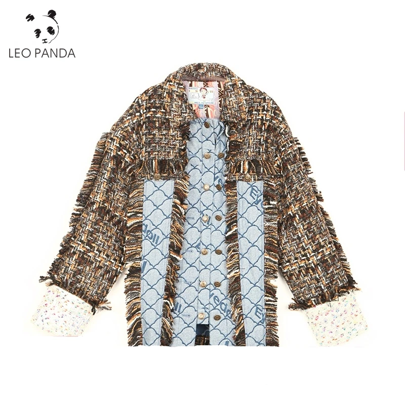 

Korean rainbow color preparation half skirt coat shorts suit fabric tweed fabric small fragrant wind woven cloth free shipping