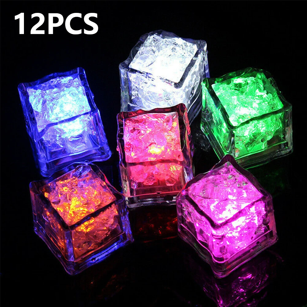 12pcs Colorful Flash Ice Lamp LED Glowing Light Wedding Festival Decor Party Neon Cubes Slow Flashing Color Changing Lights | Освещение