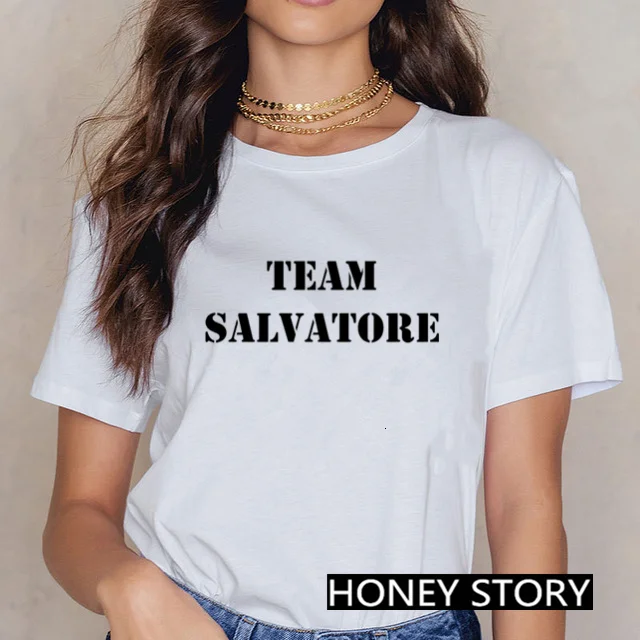 

The Vampire Diaries Tshirt Summer Loose Tee Shirt Femme Harajuku Kawaii 90s Cool T-shirt Streetwear Girls Ulzzang Casual T Shirt