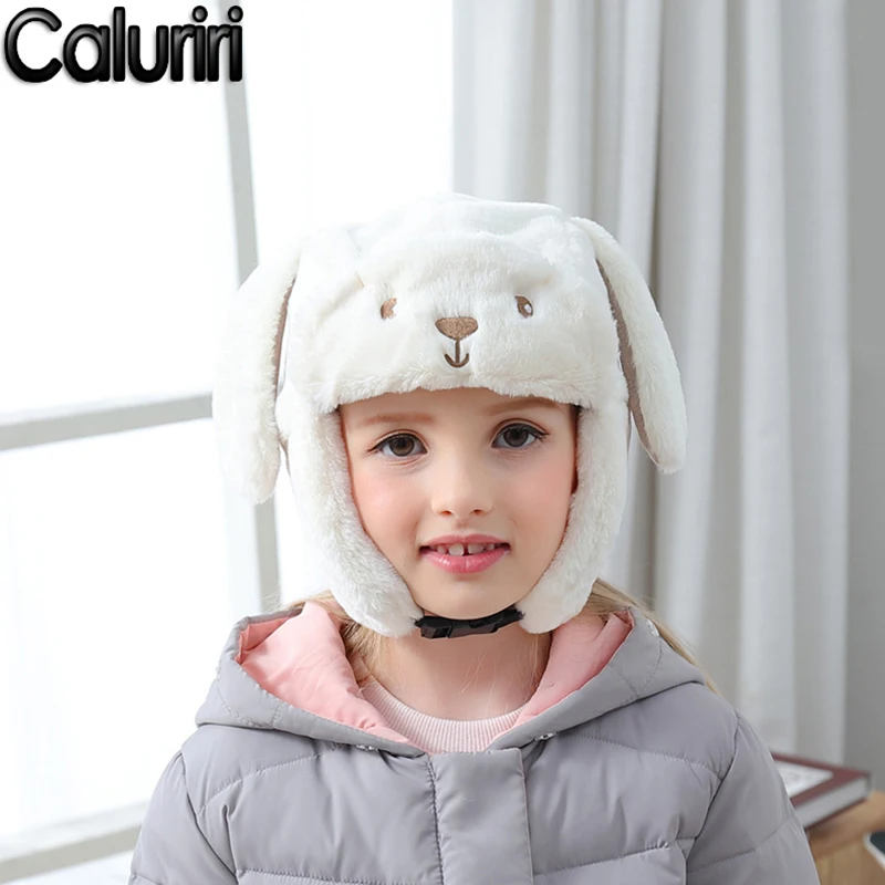 

Caluriri 3-7years Kids Warm Hat Dog Shape Soft Plush Ears Protection Cap Cute Toy Hat Birthday Gift Boy Girl Winter Bomber Hat