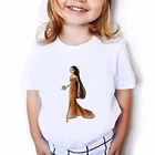 Детская футболка с принтом Покахонтас, летняя женская футболка в стиле Харадзюку, топ Принцессы Диснея, Детская футболка для девочек, забавная женская футболка