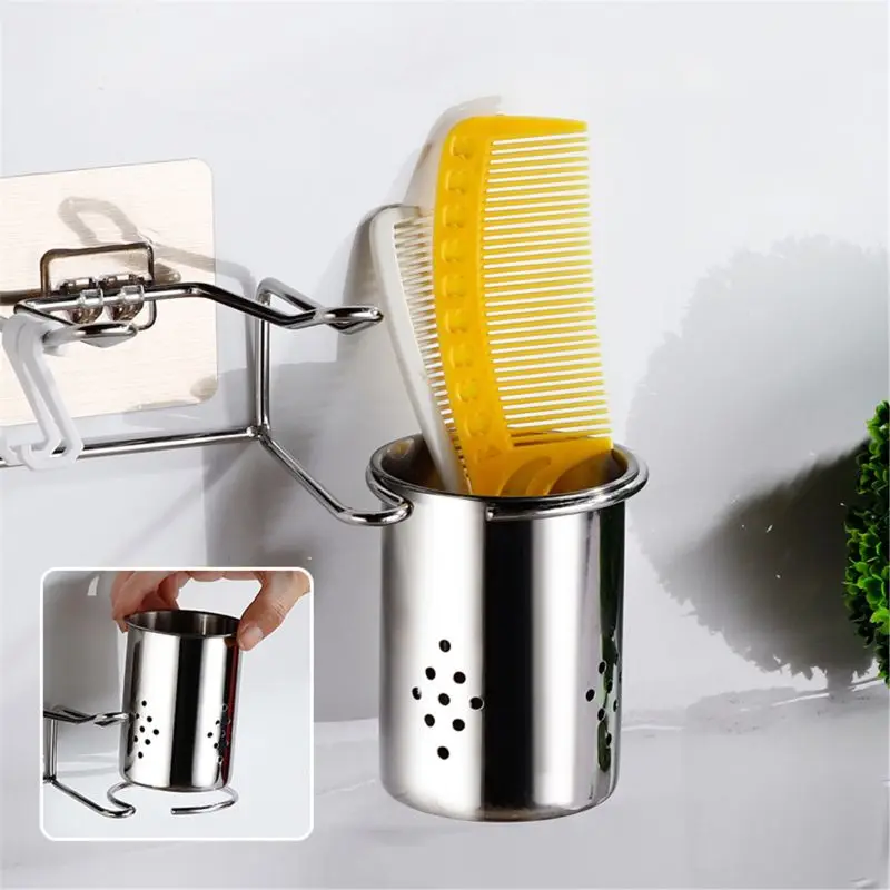 

Wall Mounted Hair Dryer Storage Organizer Rack Holder Hanger Using in Bathroom