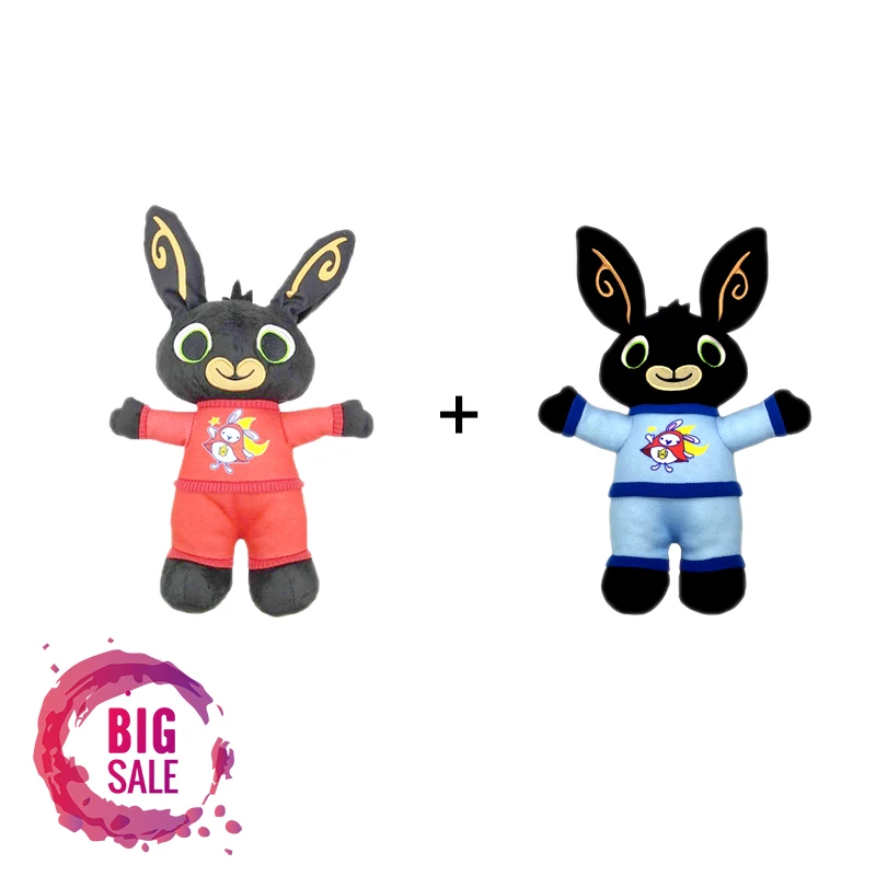 red and blue 30cm Настоящая плюшевая игрушка Bing Bunny sula flop Hoppity Voosh pando bing coco, куклы peluche, игрушки для детей на день рождения, рождественские подарки - Цвет: red and blue 30cm