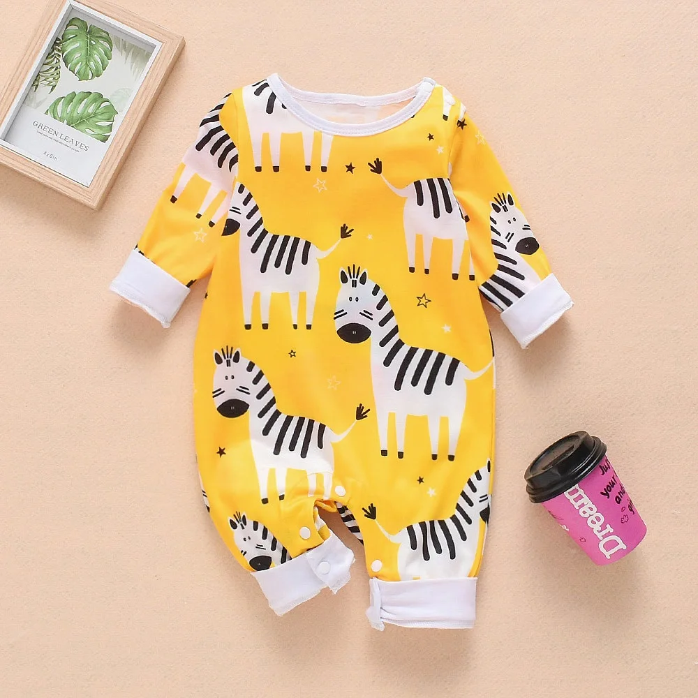 Детский хлопковый комбинезон с длинным рукавом принтом зебры | Мать и ребенок