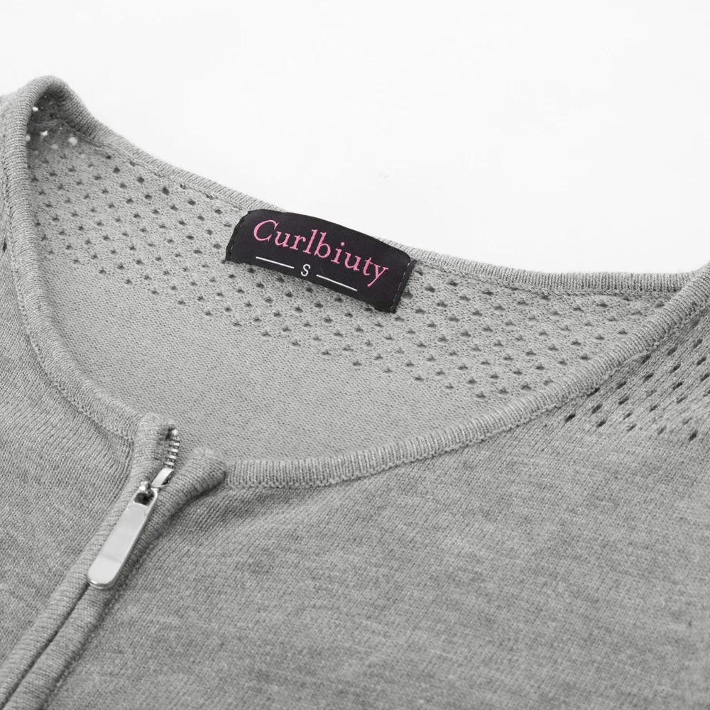 Curlbiuty/женский трикотажный кардиган с длинными рукавами и круглым вырезом на молнии, кардиган, большие размеры, женская зимняя одежда