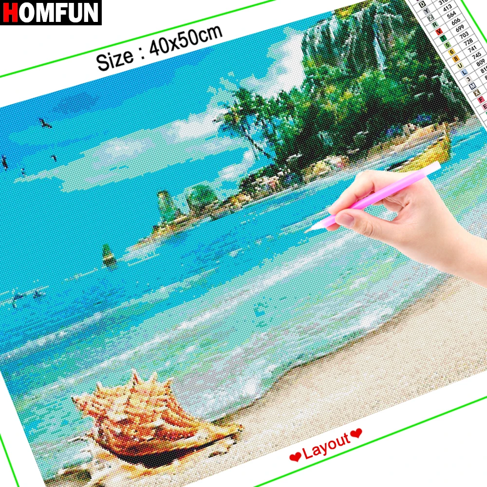 Алмазная 5D Вышивка HOMFUN сделай сам вышивка крестиком Морской пейзаж полное