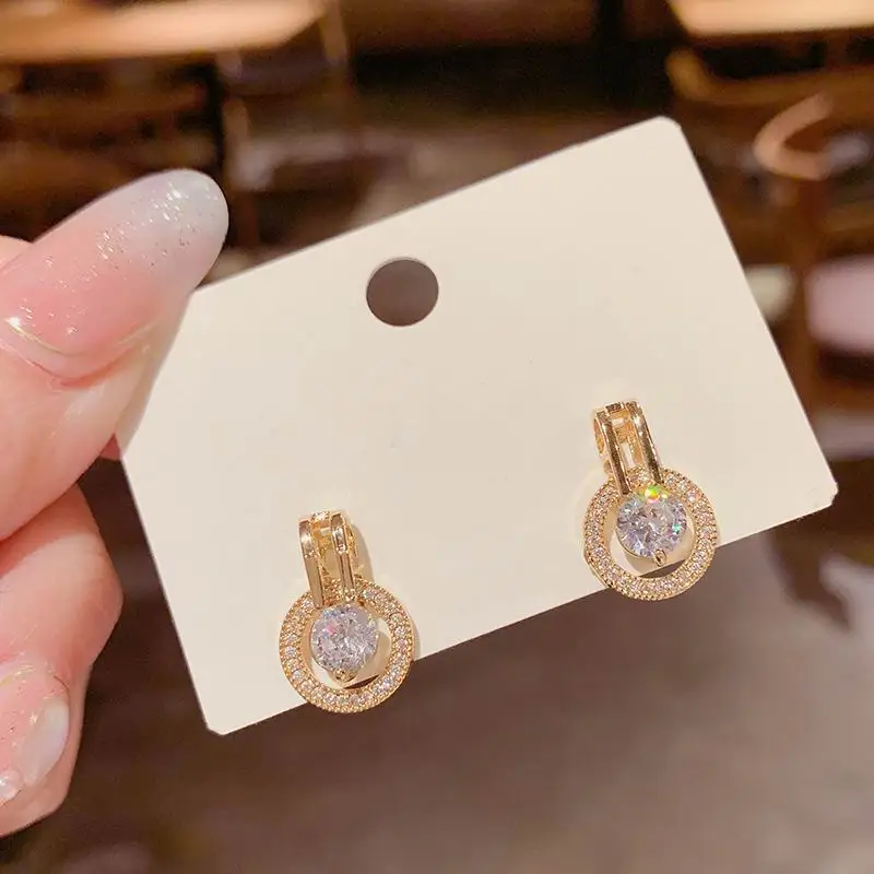 

Classic Zircon Stud Earrings For Women Korean Style Delicate New Jewelry Small Earings Bijoux Wholesale
