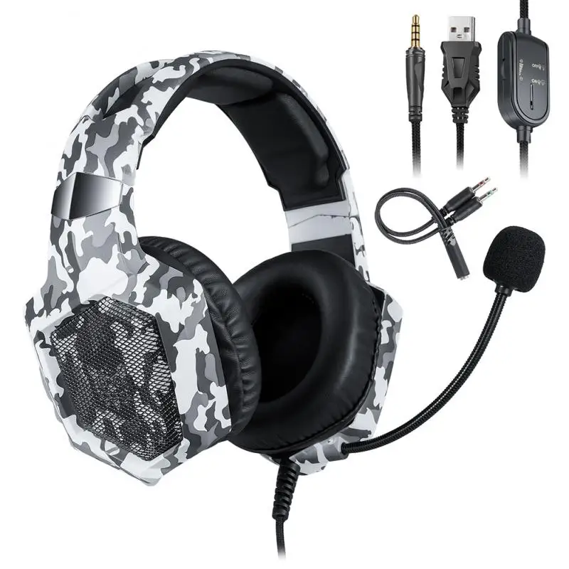 

ONIKUMA K8 Headset Camouflage Casque Wired PC Gamer Stereo Gaming Headphones With Microphone LED Lights For PS4 XBox One/Laptop