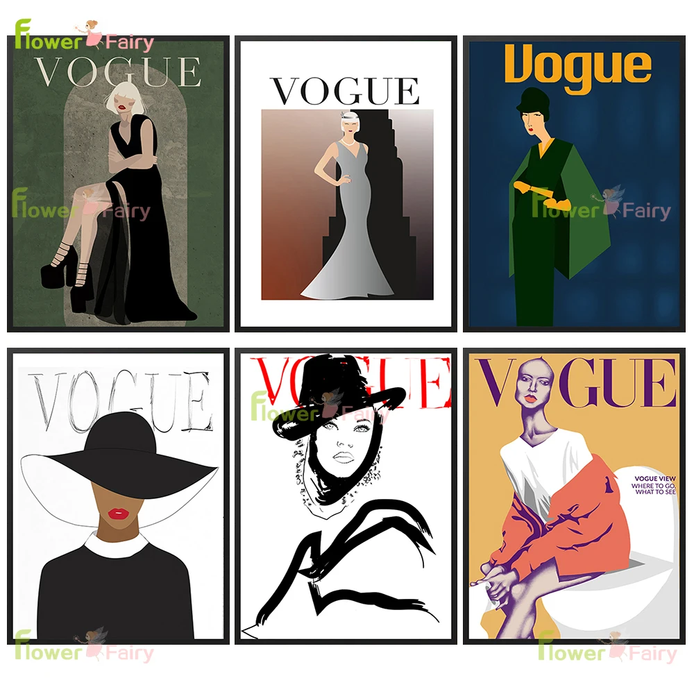 

Fashion Girl Vogue Modern Women Posters Wall Art Canvas Painting Nordic Poster Wall Pictures For Living Room Home Decor Unframed