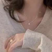 2021 new style single diamond necklace advanced simple shiny zircon pendant feminine clavicle chain party jewelry