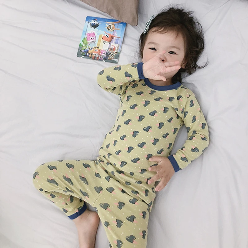 Новый комплект одежды для маленьких мальчиков и девочек хлопковая мультяшная