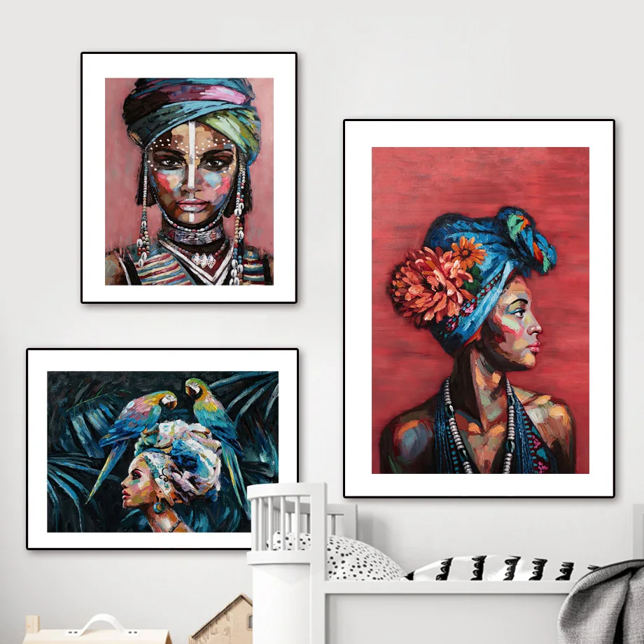 

Abstract Watercolor Doodle Girl Woman African Art Canvas Painting Nordic Posters And Prints Wall Pictures For Living Room Decor