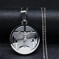 stainless%c2%a0steel pendant necklace menwomen silver color cross bible necklaces jewelry collar acero inoxidable nxh308s05