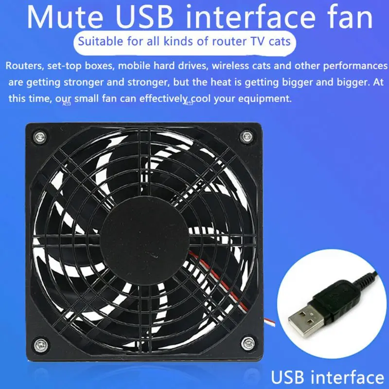 

DIY Cooling Fan DC5V USB Power Silent Fan Cooler for Router TV Box Radiator M17F