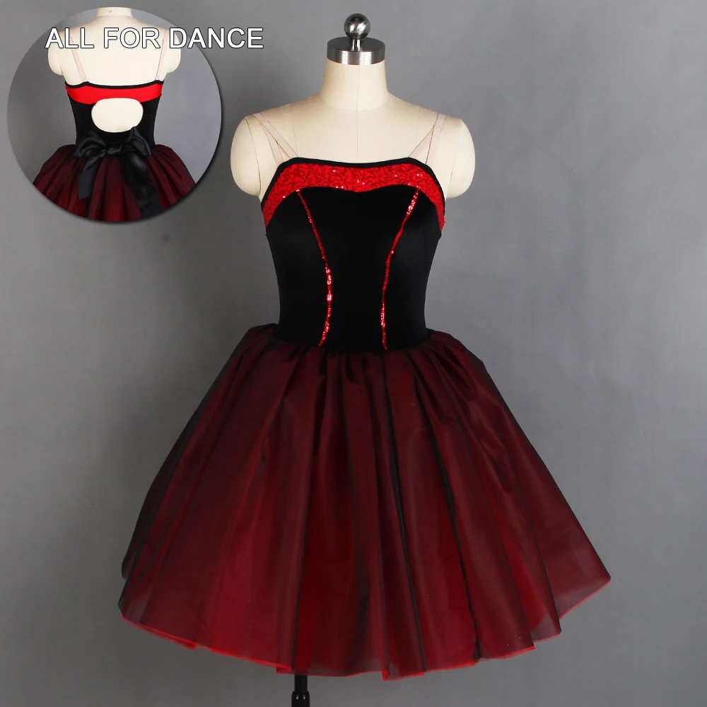Новинка черный/красный корсет балетное платье для танцев длинное