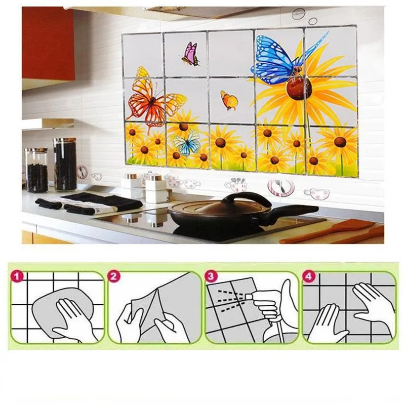 

60*90cm Waterproof Oil-proof Fruit Grapes Wall Stickers Decals Removable Kitchen Restaurant Home Decals DIY Art Decoration