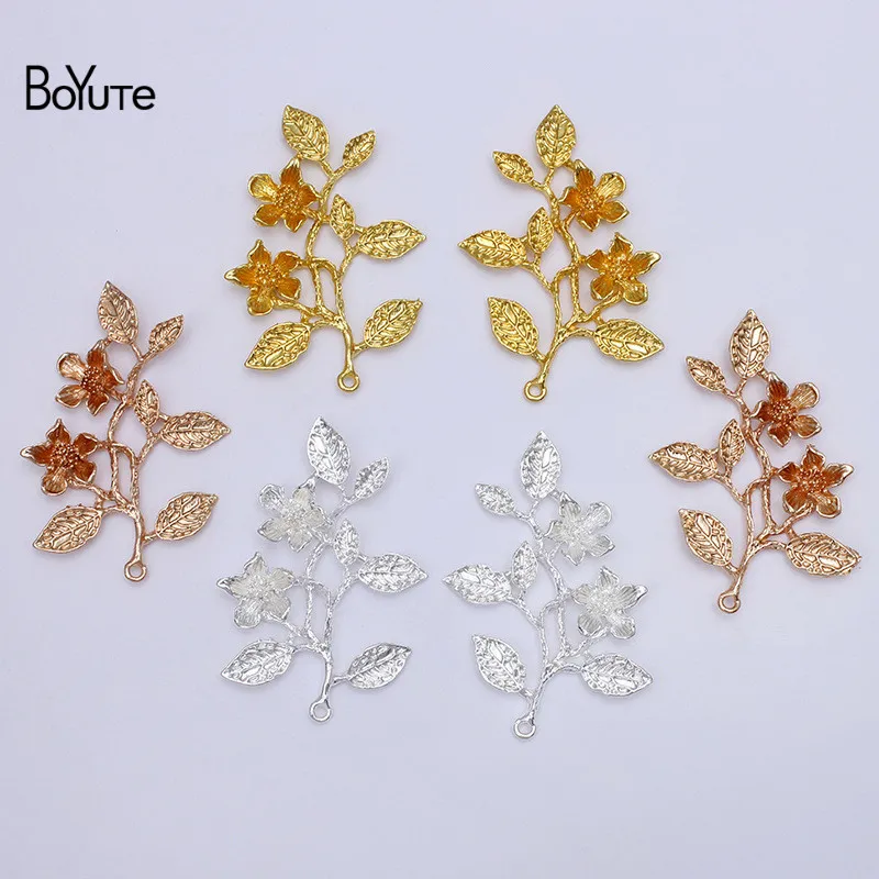 

BoYuTe (10 Pairs/Lot) 50*70MM Metal Alloy Flower Branch Pendant Charms Materials Diy Handmade Jewelry Findings Components