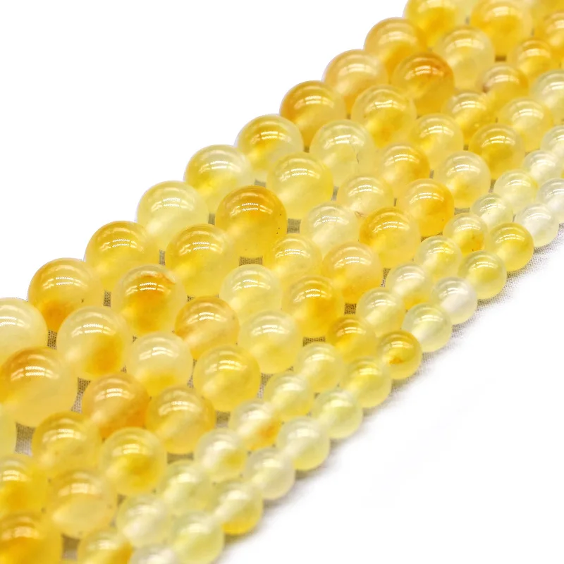 

6mm 8mm 10mm Natural Stone Yellow White Crystal Jaspers Round Agates Beads 15" Strand for Jewelry Making DIY Bracelet