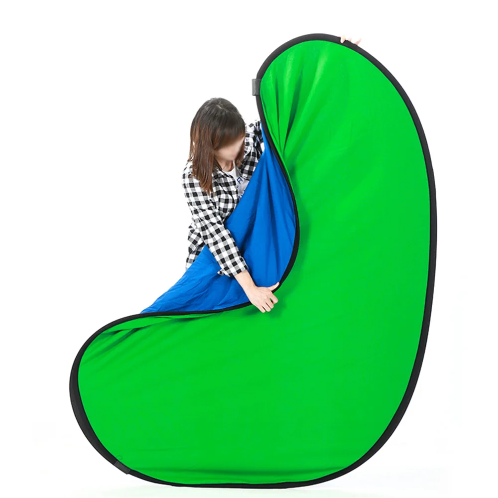 

100*150 см овальные складные диски для Портативный отражатель голубого и зеленого цветов Экран фон для фотографии с оформлением в виде фотосту...