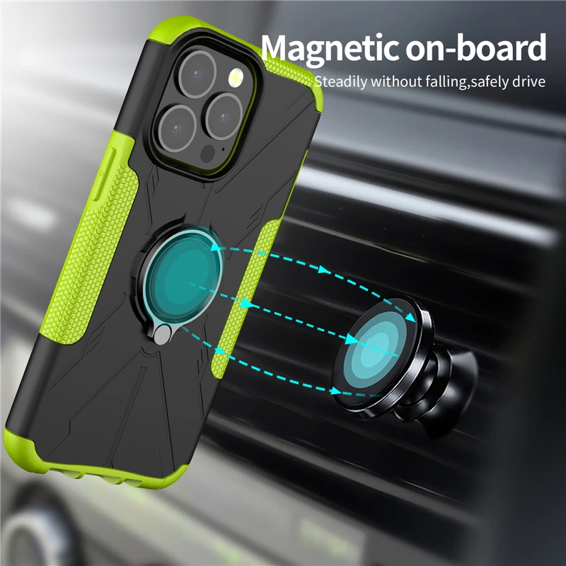 For iPhone 13 Pro Max Case For iPhone 13 12 Pro Max Cover Armor Silicone Rubber Stand Ring Protector Case For iPhone 13 Mini