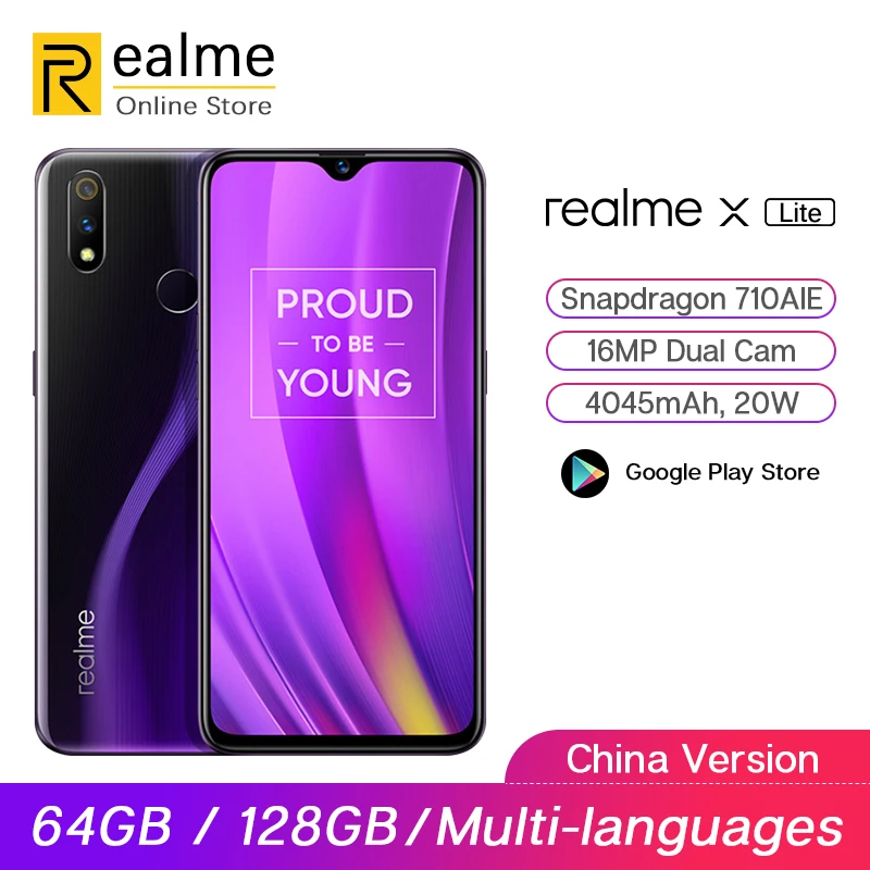 Оригинальный мобильный телефон realme X Lite 4 ГБ/6 ГБ/64 Гб/128 ГБ Восьмиядерный процессор