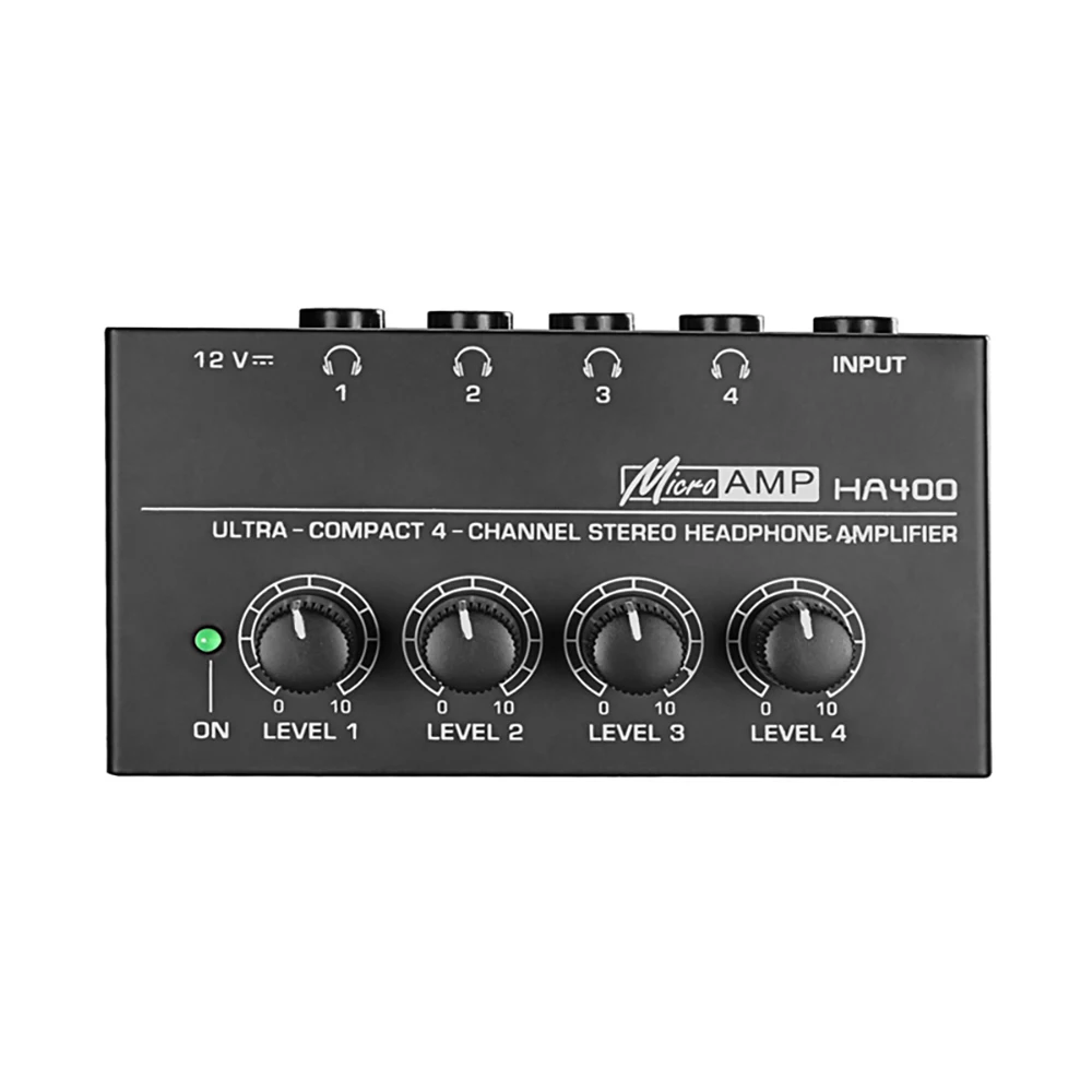 4 канала аудио стерео усилитель для наушников с адаптером питания черный Мини HA400