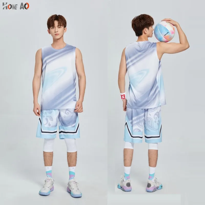 

HOWE AO 6 Color Customizable Basketball Suit Men Sportswear Basketball Shorts Sports Sleeveless Vest Fitness Suit Breathable