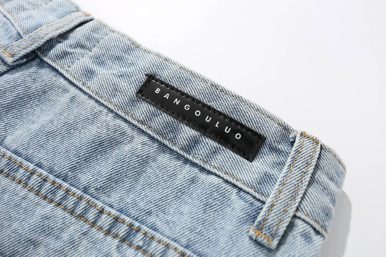 

Men Clothing Denim Stitched Letter Print Jeans Streetwear Mens Hip Hop Harajuku 2021 Casual Loose Baby Blue Trousers for Men
