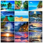 Алмазная живопись 5D сделай сам, пейзаж, вышивка крестиком, закат, море, полная круглая вышивка, мозаика, искусство, домашний декор, подарок ручной работы