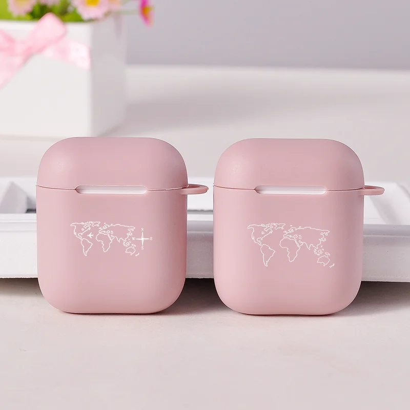 

Чехол для наушников из ТПУ для Apple Airpods, чехол с милой картой мира, розовый Роскошный беспроводной Bluetooth чехол для наушников, чехол для Airpods