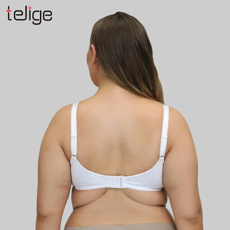 Белые бюстгальтеры мягкие из хлопка с полной чашкой для женщин большого размера
