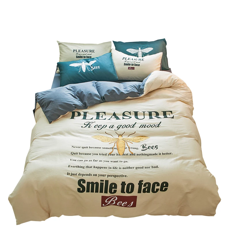 

KELUO Cartoon children's gift Bedding Set Dropshipping Smiling face Duvet Cover Set Cotton Bed Set With Flat Sheet Fitted Sheet